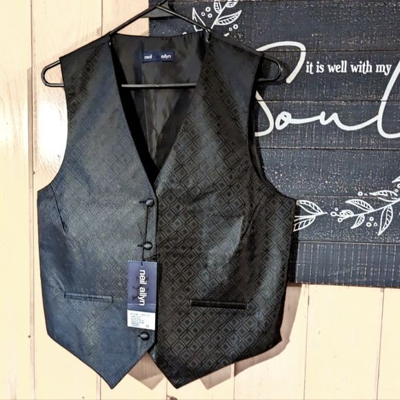 Neil Allyn Woman's Tuxedo Formal Vest sz Medium Black Diamond Pattern Unisex NWT - Picture 1 of 14